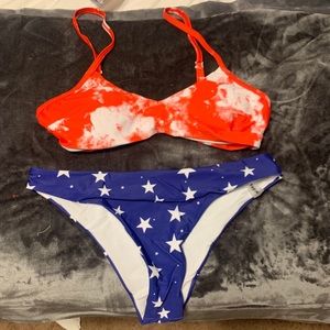 Tie dye & Star Print Bikini Swimsuit
